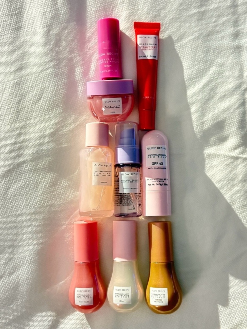 Glow Recipe Skincare Set in Travel Pouch 9 Minis Cleanser Serums Blush NEW NWT - Picture 4 of 5